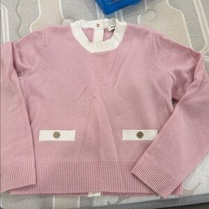 Sandro Pink Sweater with White Details